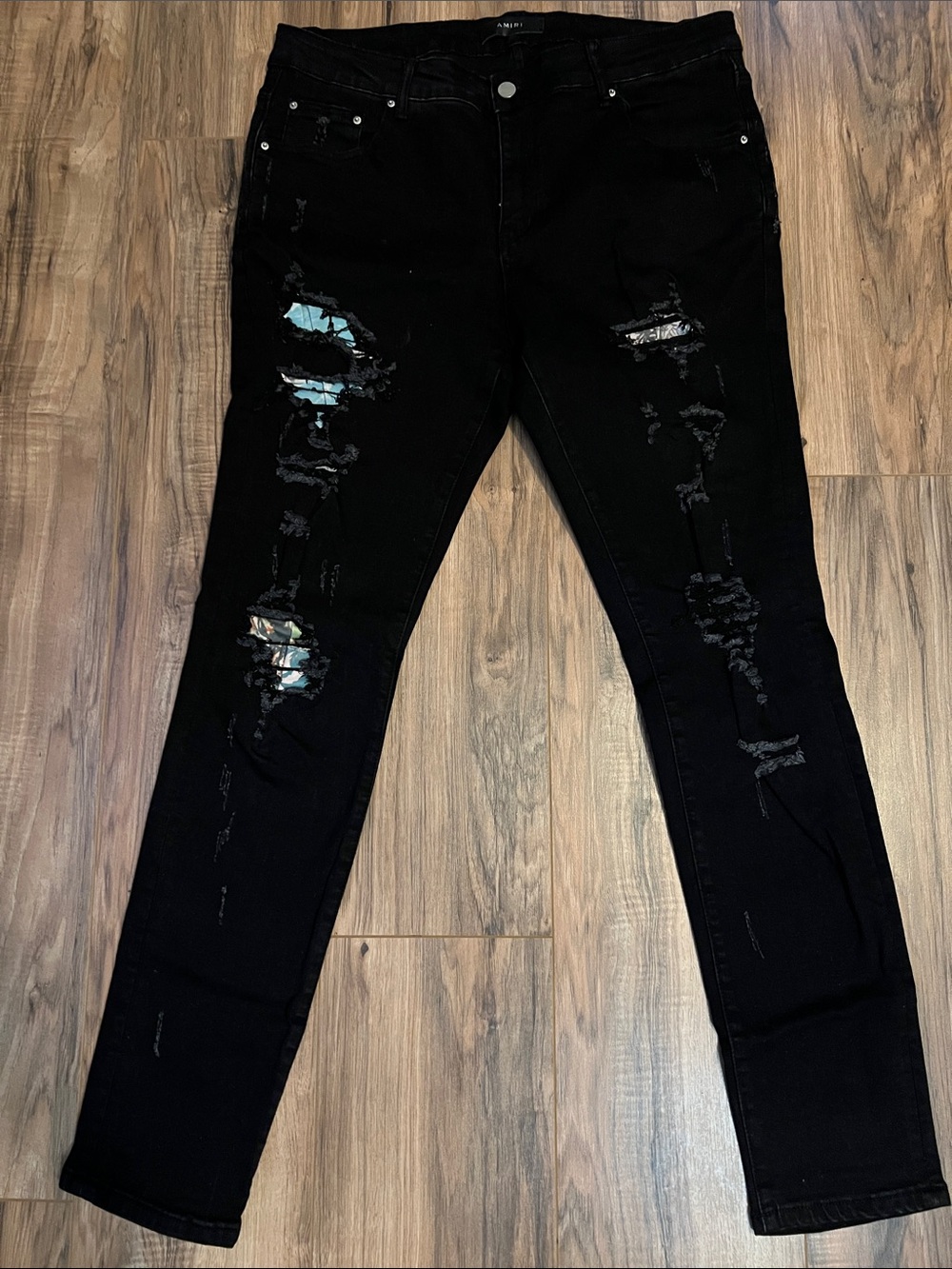 AMIRI Black Distressed Skinny Jeans